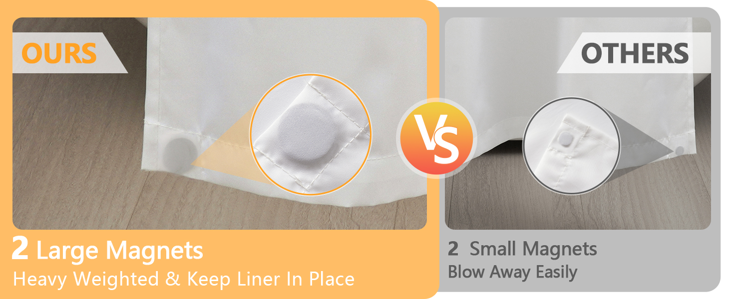 Seenus Waterproof Fabric Stall Shower Curtain Liner Long 36