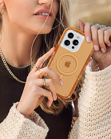 Follaroma for iPhone 15 Pro Max Case, Compatible with MagSafe, Triple Layer Transparent Magnetic Phone Cases, Heavy Duty Shockproof and Anti-Drop Protective Cover for iPhone 15 ProMax, 6.7'', Orange 18 4