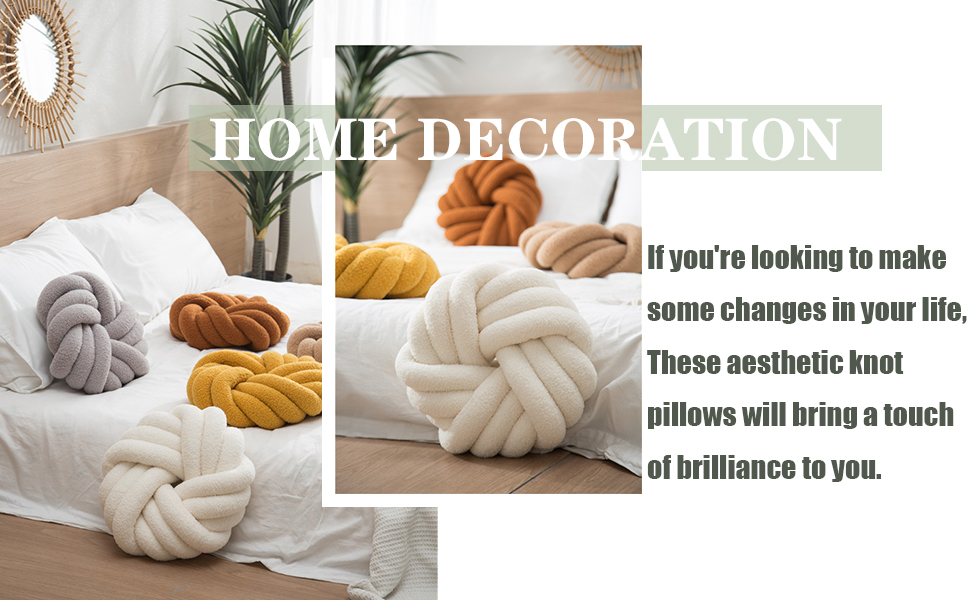 XIAIJIA Knot Pillow Ball Soft Brown Round Throw Pillows Plush Knot Throw Pillow for