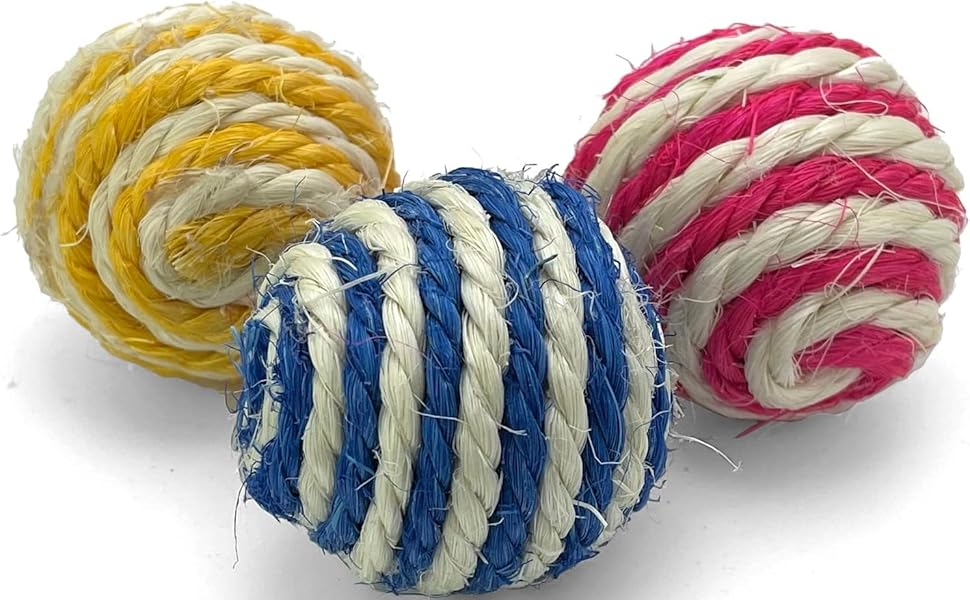 Vebetter Bola De Sisal Para Gatos, 9 Bolas De Cuerda De Sisal, 4,3cm Bolas De Juguete Para 