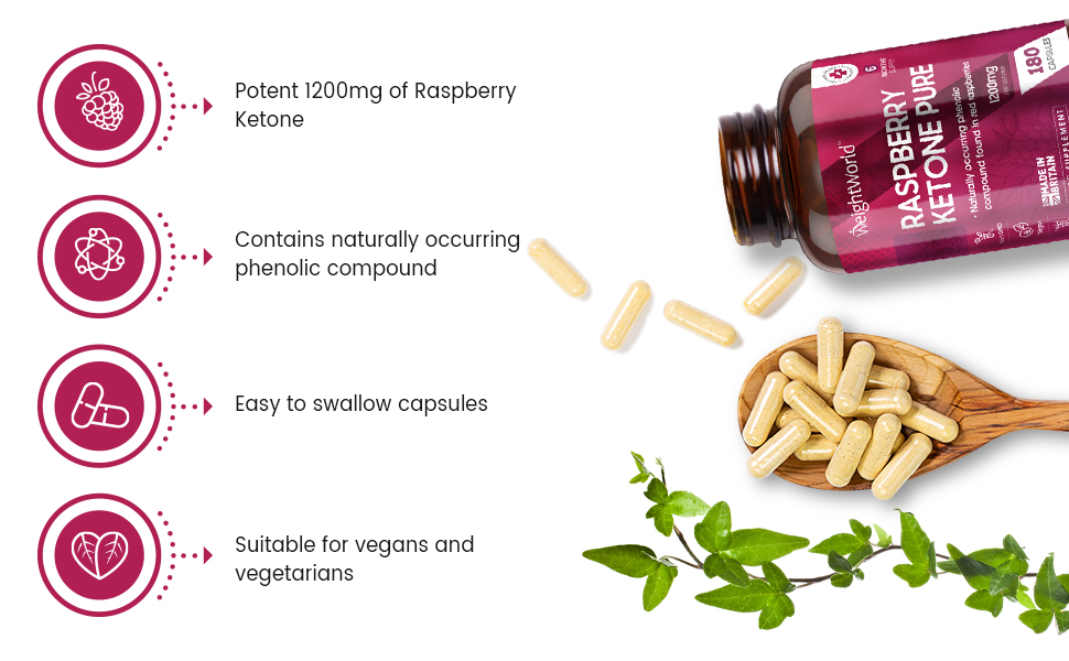 Raspberry Ketones Pure 6 Months Supply (180 Vegan Capsules) Max
