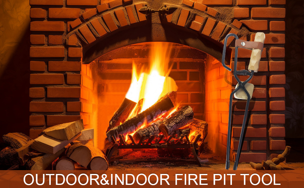 16'' Fireplace Tongs, Chiminea Tongs, Fire Tongs Firewood