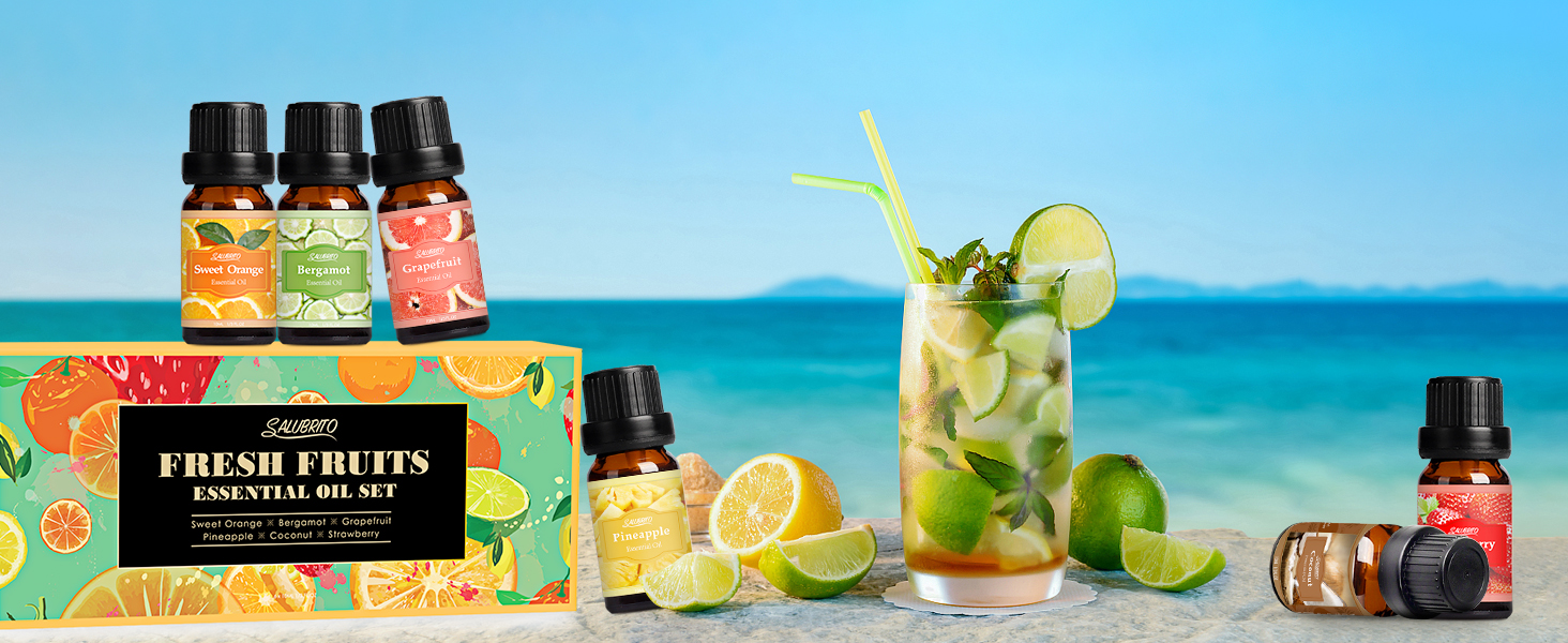 SALUBRITO Essential Oils Set, Fruit Fragrance Oils for Diffuser for