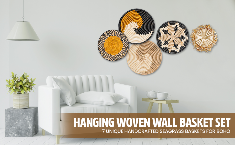 Boho Sooq Boho Wall Basket Decor Set 7 Driftwood