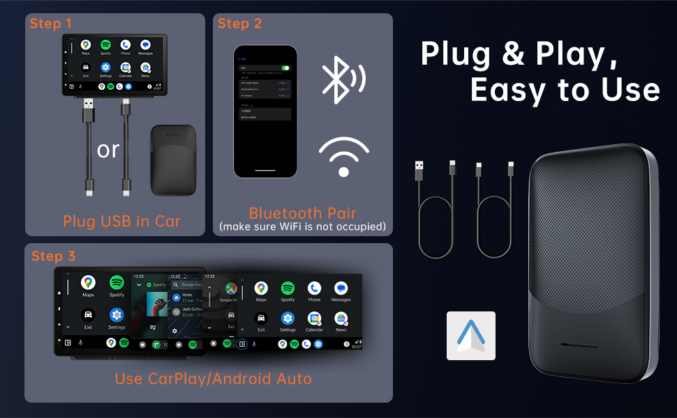 Easy Plug & Play setup ensures hassle-free installation, while the automatic reconnection feature connects your phone each time you start your car.