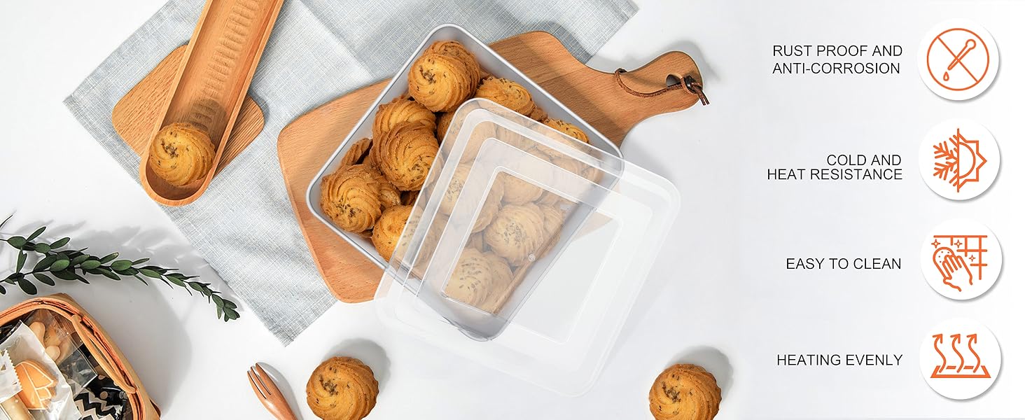 Herogo 8”x 8” Square Cake Pan, Stainless Steel Square