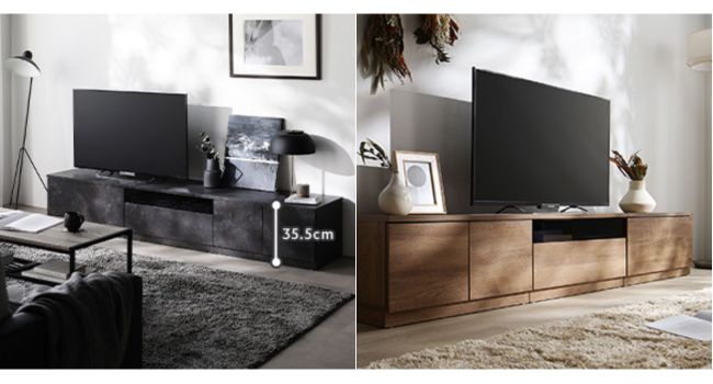 たく ラシク テレビ台（180cm幅） 引き出しタイプ ストーングレー