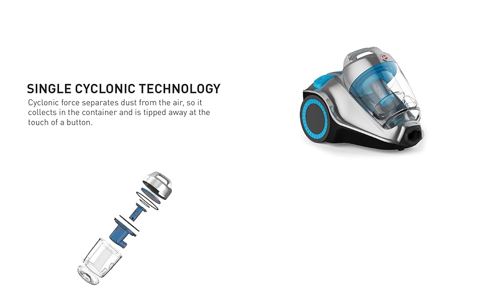 Hoover Power 7 Bagless Cyclonic Canister Vacuum Cleaner with HEPA