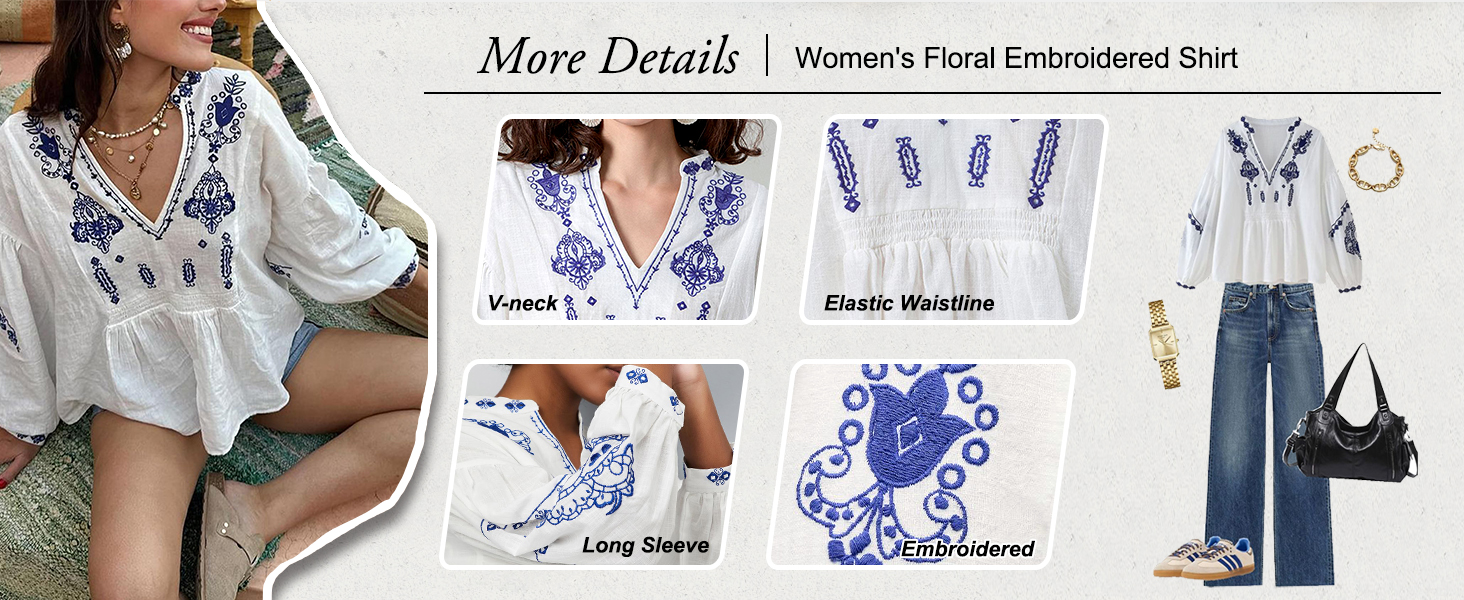 V neck puff long sleeve tops are suitable for any casual occasions, work, holiday, camping, beach.