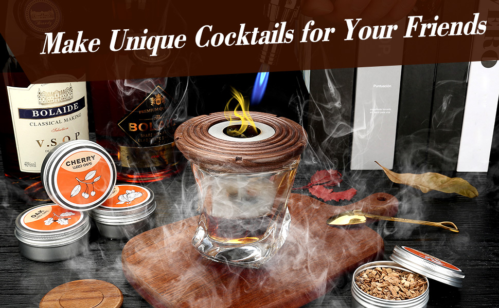 Cocktail Smoker Gifts for Him Whiskey Smoker Kit Drink Smoker Infuser Old Fashioned Smoker