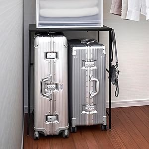 伸縮キャリーケース上ラック　ハンガーラック　山崎実業　ゴミ箱上収納　tower tower 伸縮キャリーケース上ラック タワー ホワイト ブラック