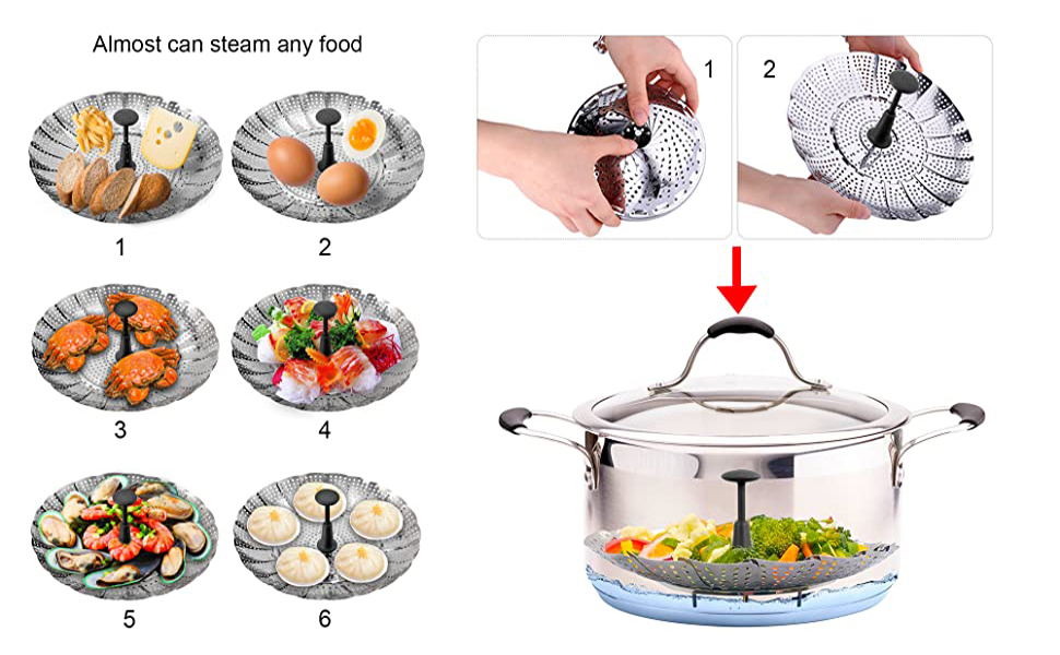 Vegetable Steamers Basket, BetterJonny Stainless Steel Collapsible