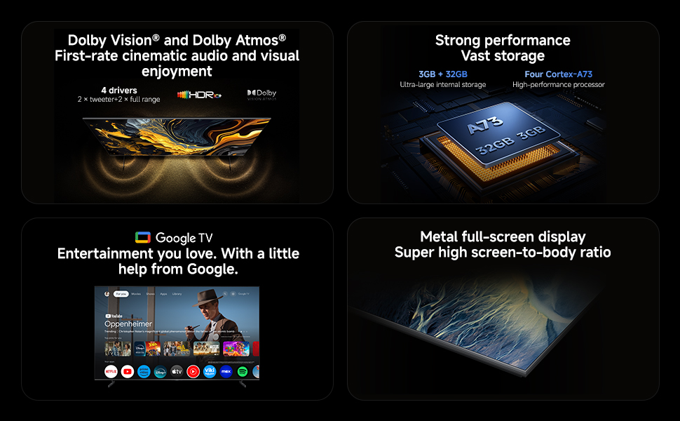 xiaomi TV max100 Dolby Vision and Dolby Atmos+Strong performance+Google TV+Metal full-screen display
