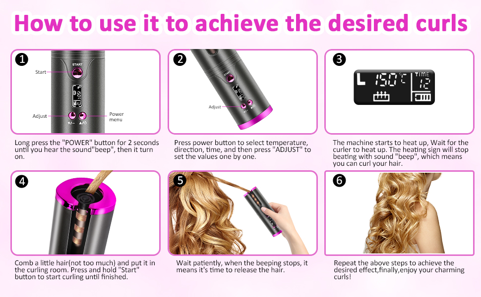 Automatic Curling Iron, Brifantico Cordless Hair Curler