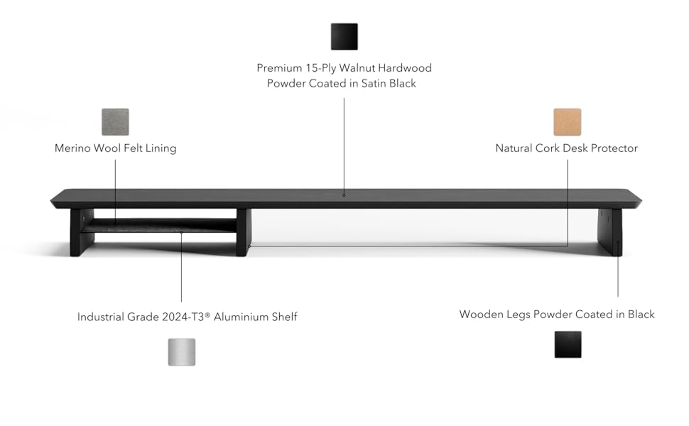 Desk Shelf System Dual Monitor Screen Setup Stand Matte Black Shelf