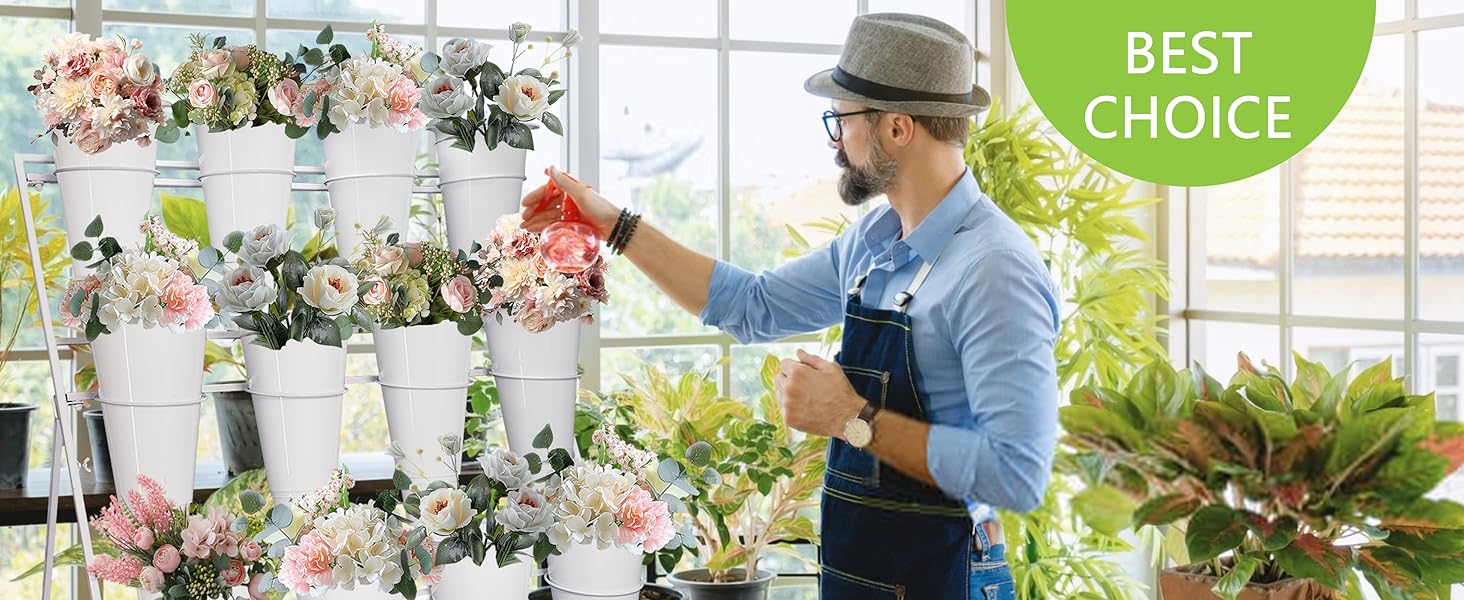 Flower Display Stand with 12pcs White