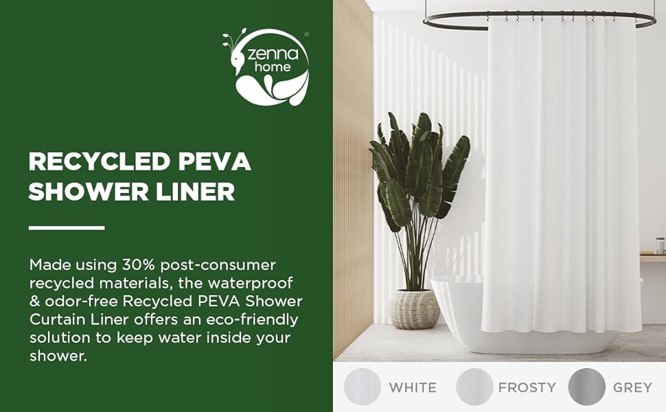 Zenna Home 5.5Gauge Lightweight Recycled PEVA Shower