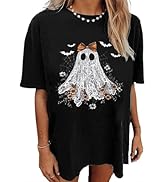 Oversized Hot Coffee Skeleton Shirt Women Halloween Skeleton Tshirt Funny Skull Graphic Tees Tren...