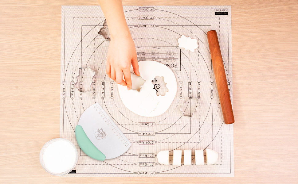 Silicone Baking Mat with Dough Cutter 2Pcs Non-slip and Reusable - For Cookies, Bread, Pastry