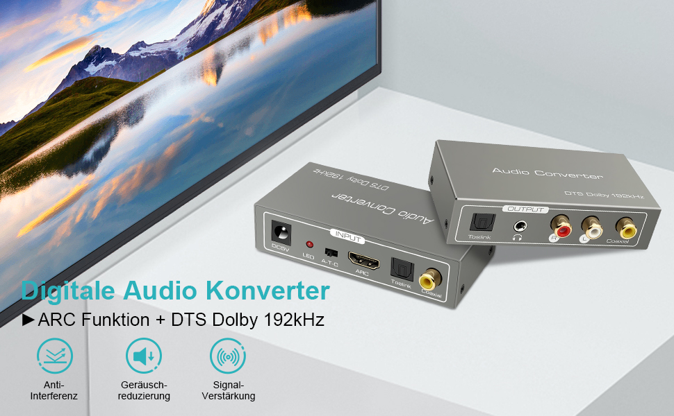 Ozvavzk HDMI ARC Adapter Digital Analog Wandler HDMI ARC Audio Extractor 192kHz Optische Toslink