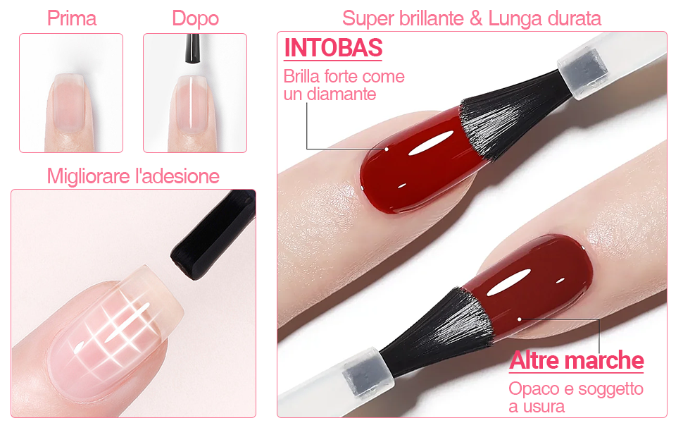 INTOBAS Base e Top Coat Semipermanente Per Unghie 2*15ml,Smalti Gel Per