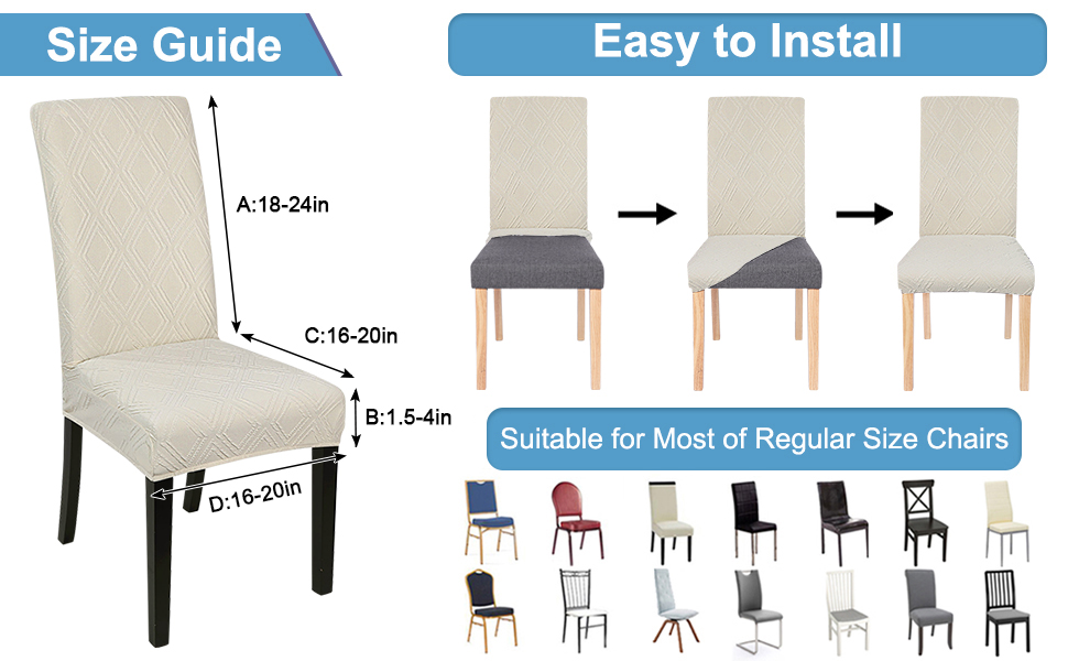 SearchI Waterproof Chair Covers for Dining Room Set of 4, Stretch Jacquard Kitchen