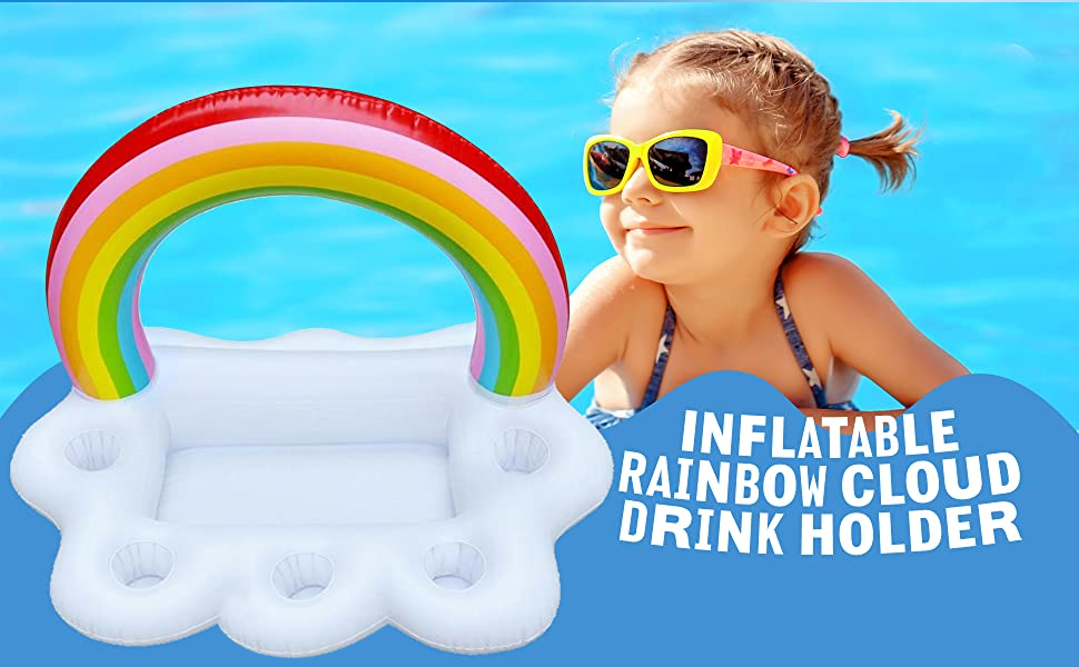 Boxgear Floating Bar for Pool, Inflatable Rainbow Cloud