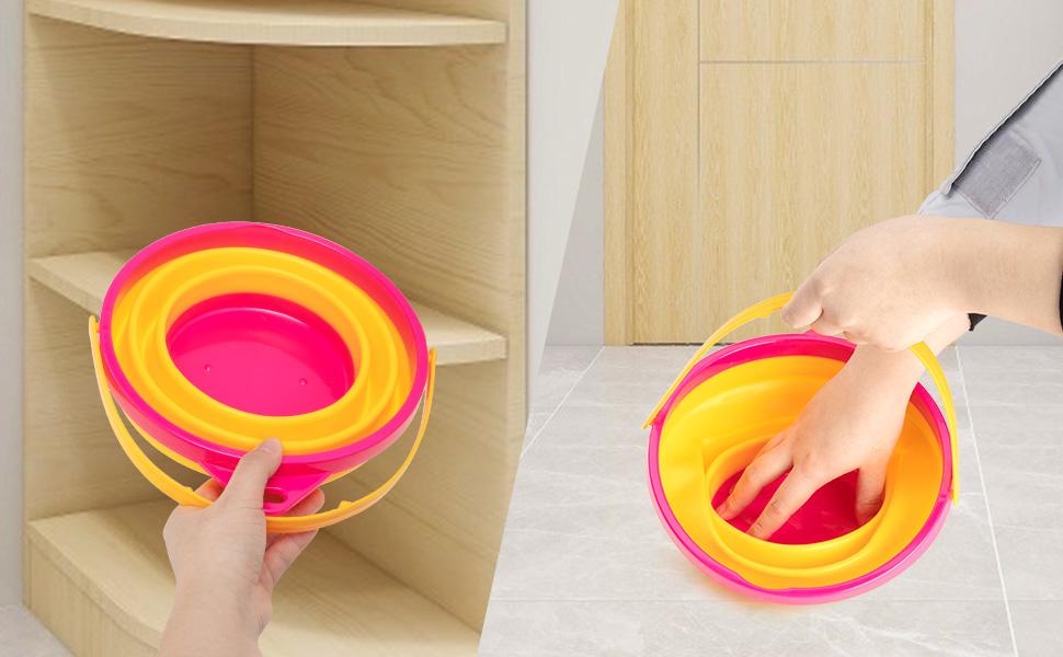 Shindel 3PCS Foldable Pail Bucket Beach Bucket, 2.5L