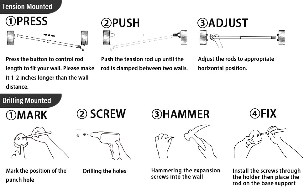 Homease Curtain Tension Rod Adjustable 142.1"160", Shower Spring Tension Rod with