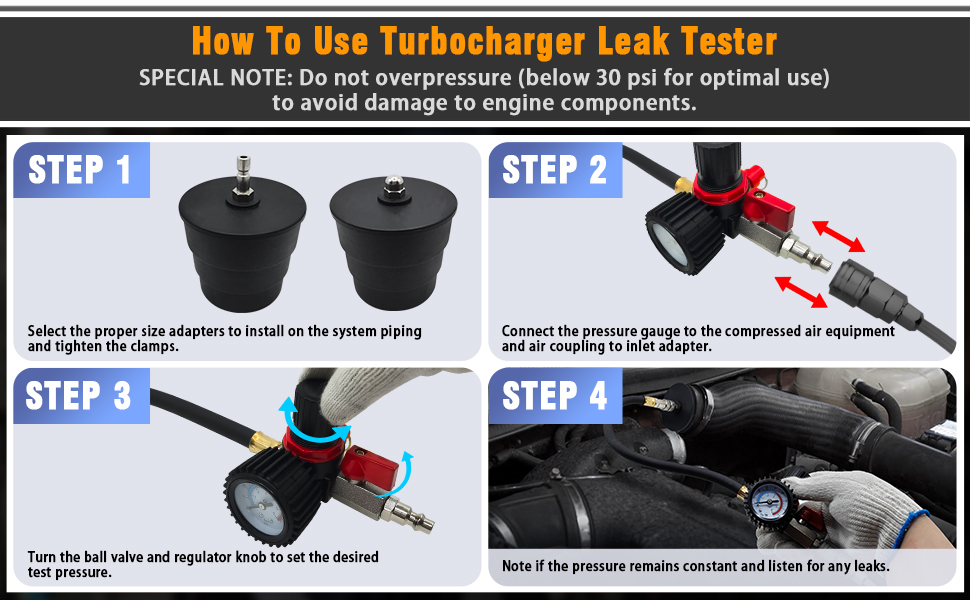 BOVIEER Turbo System Leakage Tester Kit, 12 Pcs