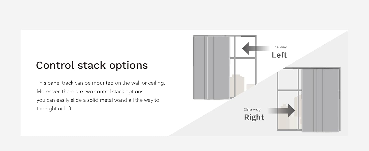 GoDear Design Large Picture Window Blind and Shade Vertical Panel Curtain Track, 2 stack options