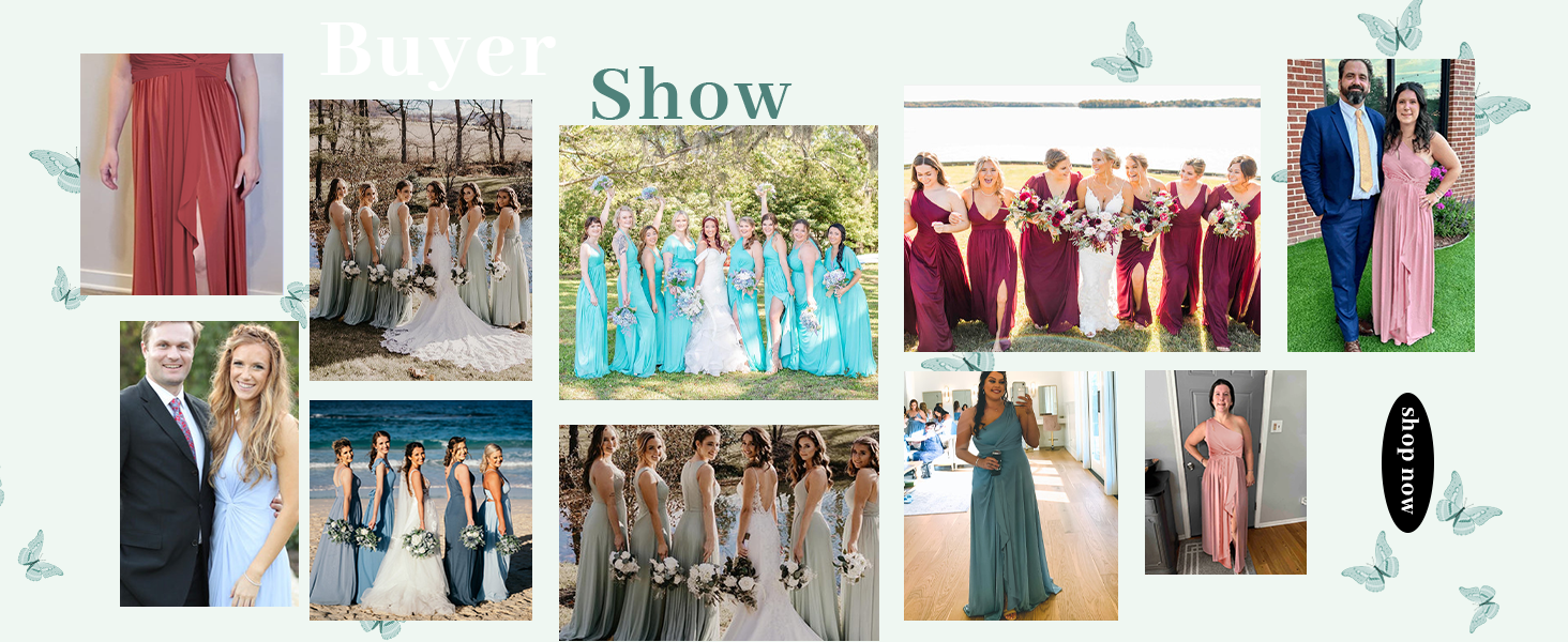 Lvloet One Shoulder Bridesmaid Dresses for Women with Slit Pleated Long Chiffon