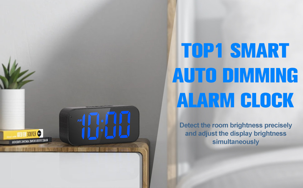 BUFFBEE Dual Alarm Clock for Bedrooms, Smart Light Sensor