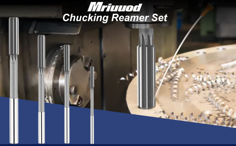 Mriuuod Chucking Reamer Set, 1/8" 3/16" 1/4" 5/16" Reamer, H7 Straight