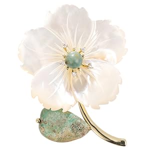 Amazon | 貝花のブローチ 真珠層 百合 貝の光沢 女性へのプチ