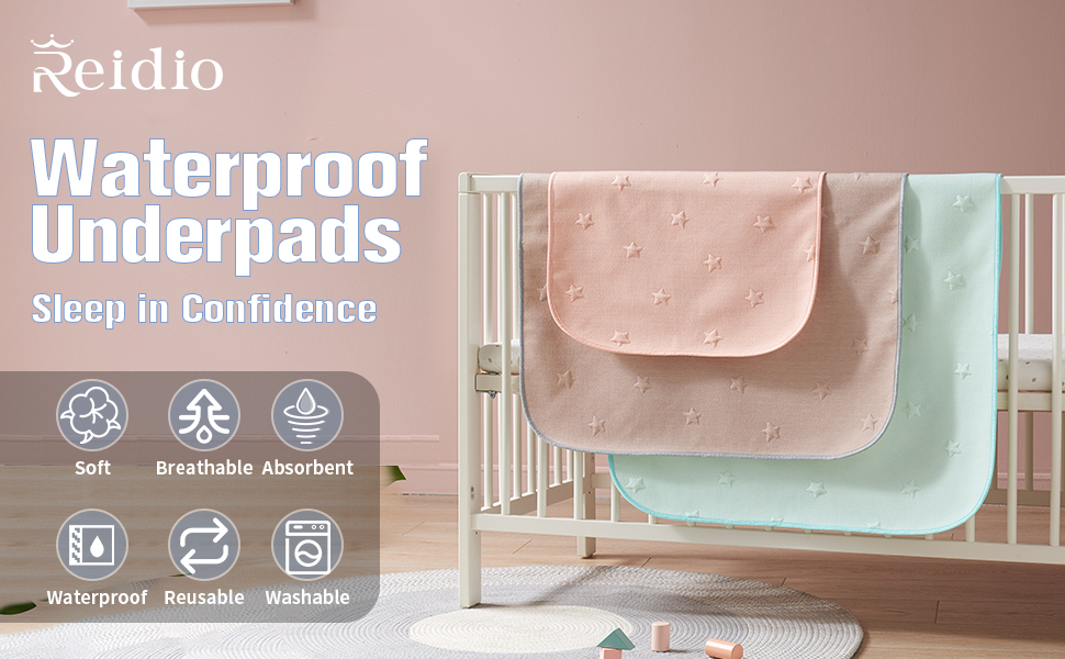 Reidio 1pcs Waterproof Incontinence Bed Pads Washable