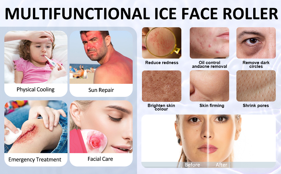 Ice Roller for Face, DABIUSY Facial Beauty Ice Roller Skin Care Tools, Reusable Ice