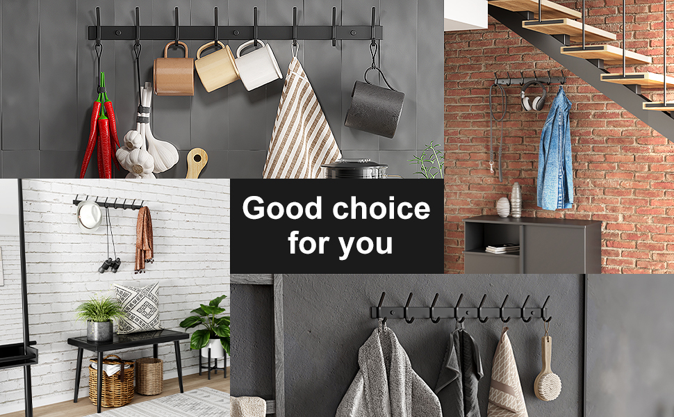 Jedo Hat & Coat Hook Rail - 5 Hooks - Satin Stainless Steel