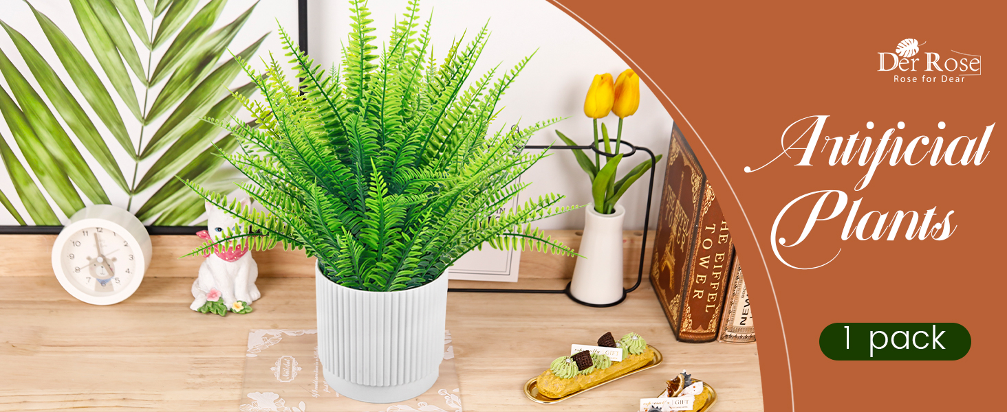 Der Rose 14.5" Fake Plants Ferns Artific... 9 fake plants artificial plants indoor bathroom decor house decor plant decor
