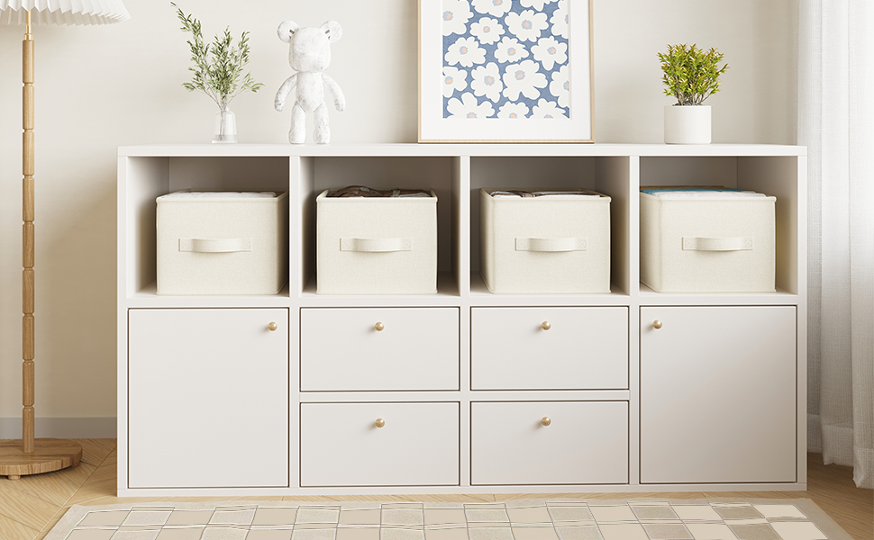 LayerSpace 3 Pack Large Fabric Storage Bins for Shelves 14.5x10in