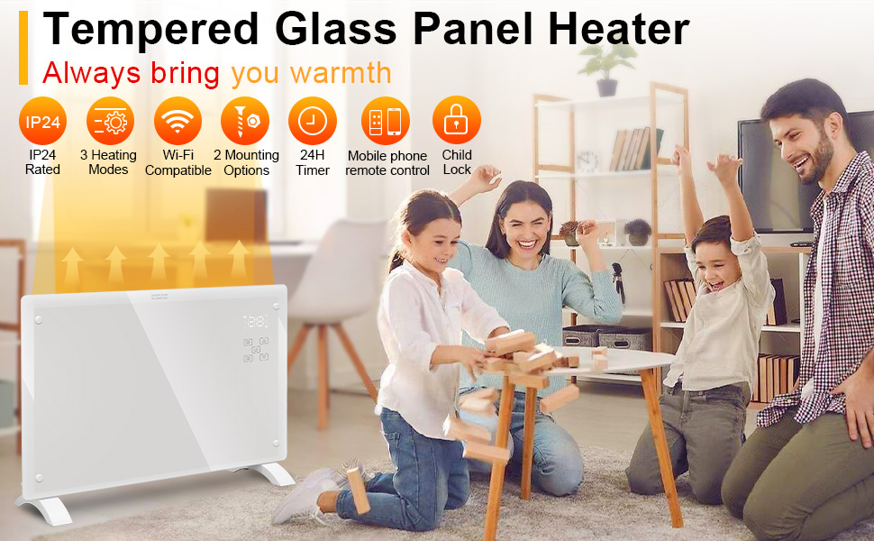 Electric Heater, 2000W Wifi Heater with 3 Heat Settings Modes, Child