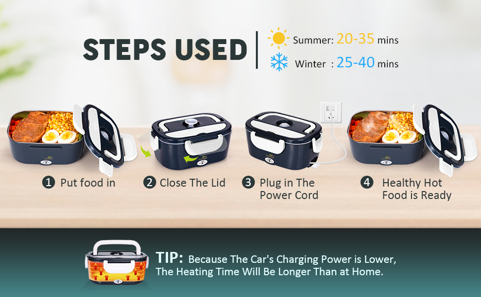 Electric Lunch Box 60W Food Heater Andvon 3in1 Portable Food Warmer