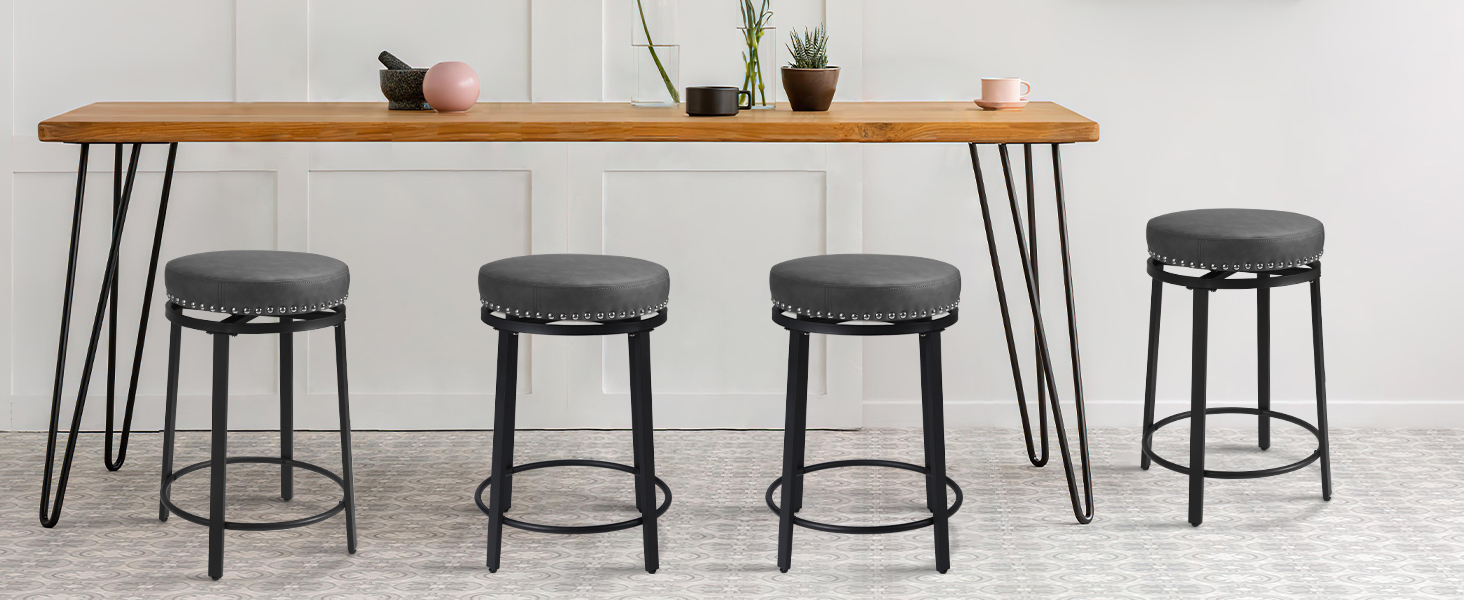 Swivel Bar Stools Backless, Swivel Counter Stools Set of 2, Swivel Round Counter