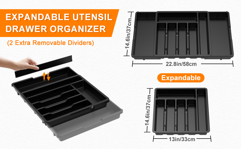KreuRaxy Expandable Silverware Drawer Organizer, Adjustable Kitchen Flatware