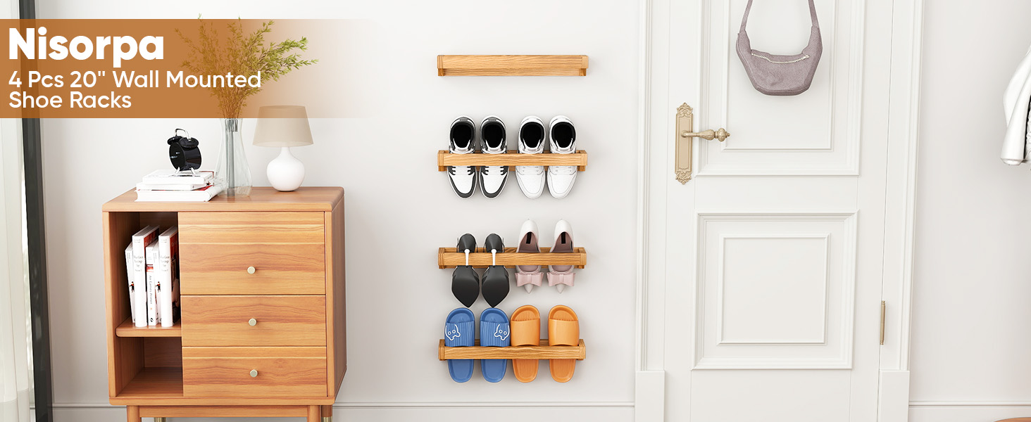 Rustic Burnt Wood Hanging Shoe Rack
