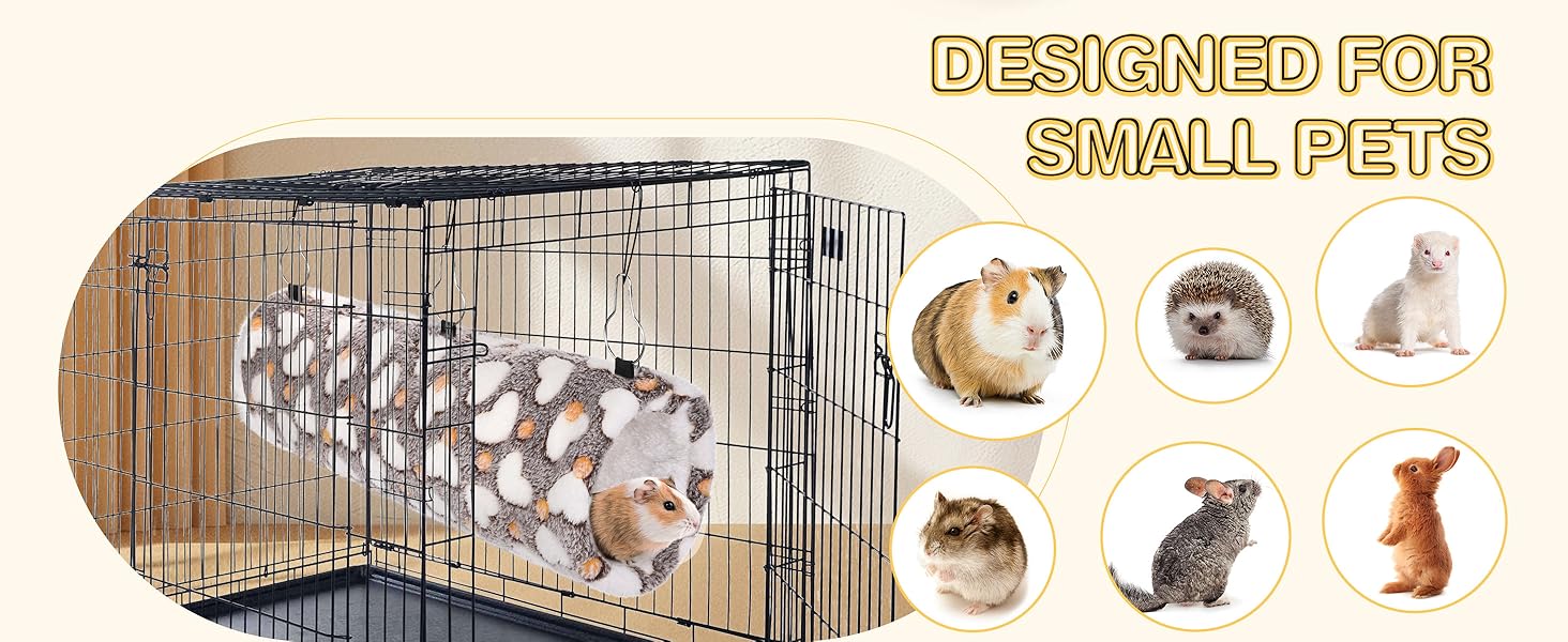 MCEAST 4 Pieces Small Pets Cage Accessories Hanging Hammock Sleeping Bag Tunnel and Bed Hideout Set Warm Sleep Nap Sack Bed for Hamster Ferret Squirrel Rabbit 14 4