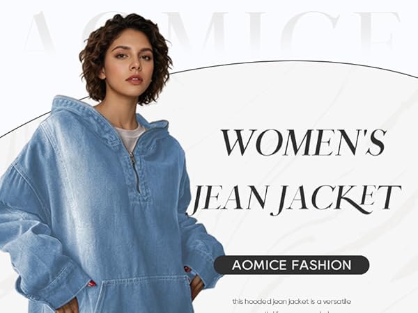 Amazon.com: Aomice Women's Half Zip Denim Hoodie Pullover