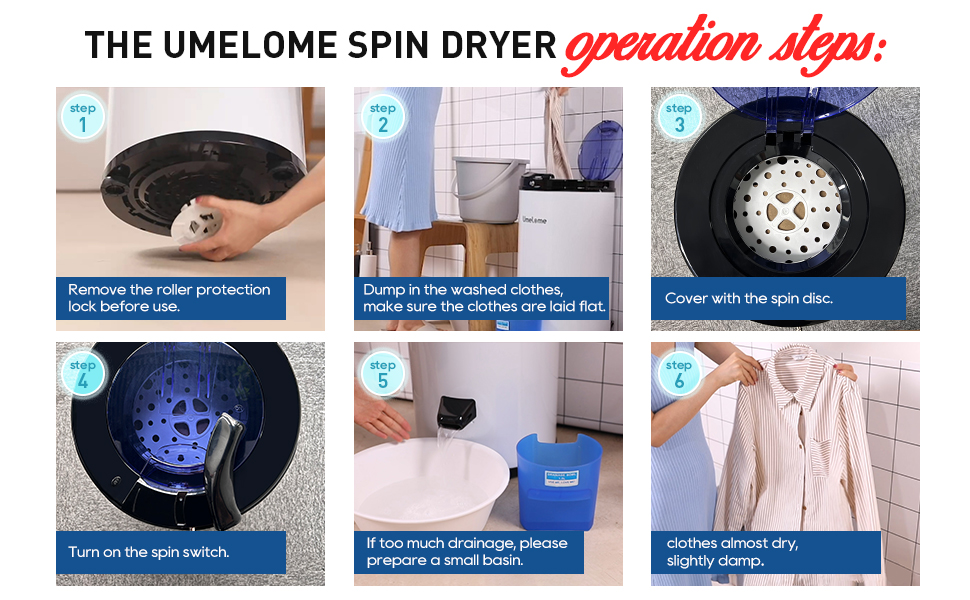 Umelome 6kg Spin Dryer, Energy&Power Saving Spinner, Energy Efficiency