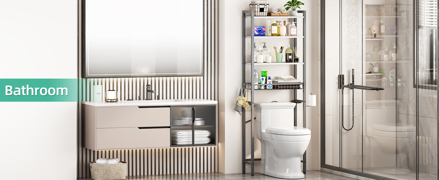 Over-The-Toilet Storage Rack 4-Tier Bathroom Organizer Shelf
