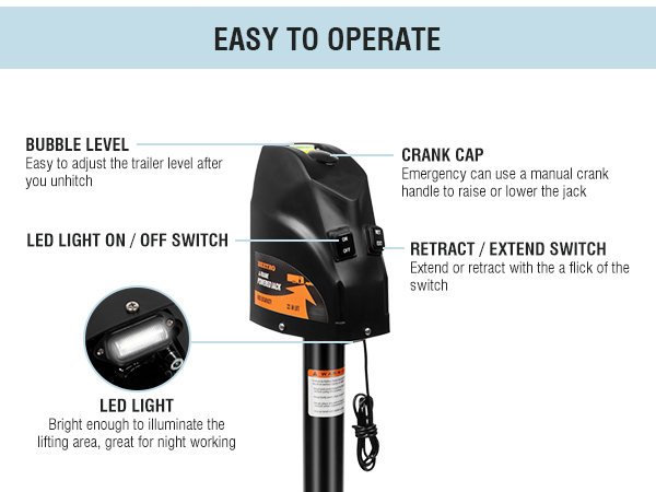 リール Revo MGXtreme1000s 1,000 lbs. Swing Down Trailer Jack - TowSmart